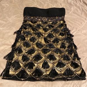Black and Gold Strapless Sue Wong Dress